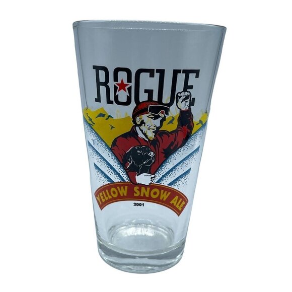 Beer Pint Glass ROGUE Brewing Yellow Snow Ale Since 2001 - Picture 1 of 8